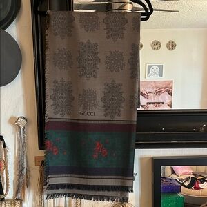 Vintage Gucci Scarf Wrap or Throw Wool and Silk